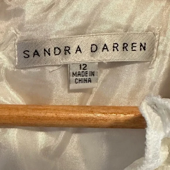 NWT Vintage Sandra Darren Black White Floral Eyelet Dress Size 12 - Picture 2 of 14